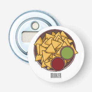 Nachos cartoon illustratie button flesopener