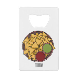 Nachos cartoon illustratie creditkaart flessenopener