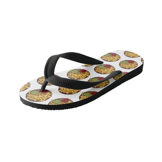 Nachos cartoon illustratie kinder teenslippers (Schuin)