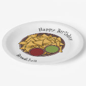 Nachos cartoon illustratie papieren bordje (Gekanteld)