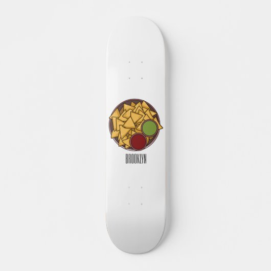 Nachos cartoon illustratie persoonlijk skateboard (Voorkant)