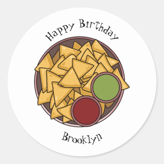 Nachos cartoon illustratie ronde sticker (Voorkant)