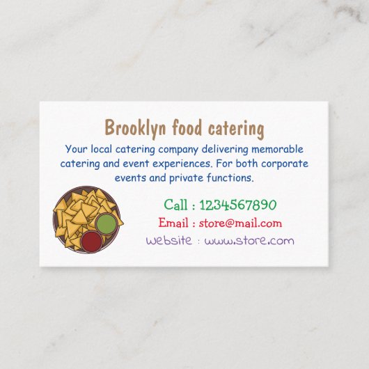 Nachos cartoon illustratie visitekaartje (Voorkant)