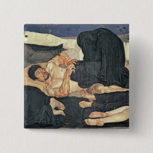 Nacht, 1890 (olie op canvas) vierkante button 5,1 cm (Voorkant)
