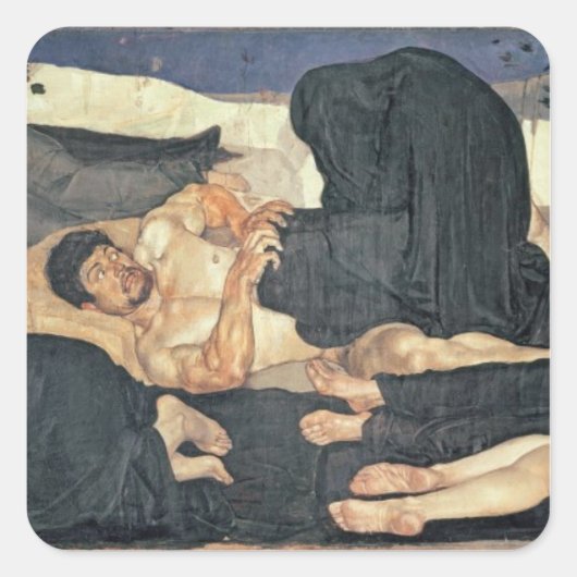 Nacht, 1890 (olie op canvas) vierkante sticker (Voorkant)
