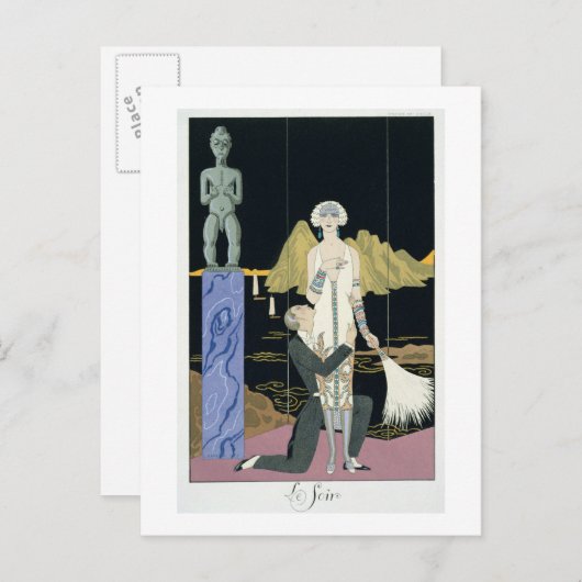 Nacht, 1925 (pochoir print) briefkaart (Voorkant / Achterkant)