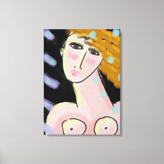 Nacht 2 Abstract digitaal portret van een vrouw Canvas Afdruk (Voorkant)