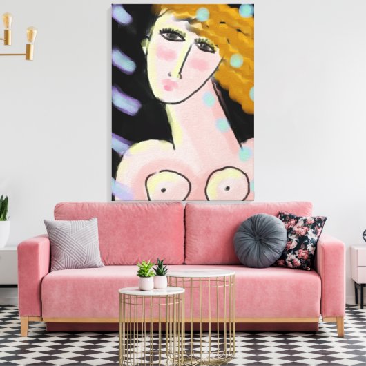 Nacht 2 Abstract digitaal portret van een vrouw Canvas Afdruk (Insitu (Woonkamer))