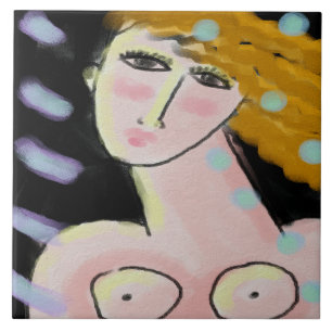 Nacht 2 Abstract digitaal portret van een vrouw Tegeltje