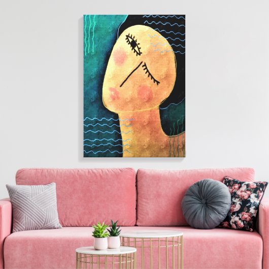 Nacht Abstract Digitaal Schilderen van een Vrouw Canvas Afdruk (Insitu (Woonkamer))