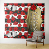 Nacht bij de Opera| Rode Rozen Elegante Achtergron Wandkleed (In Situ (horizontaal))