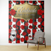 Nacht bij de Opera| Rode Rozen Elegante Achtergron Wandkleed (In situ)