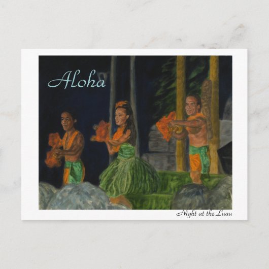 Nacht bij het Briefkaart Luau (Voorkant)
