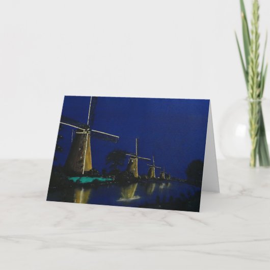 Nacht bij Kinderdijk Kaart (Voorkant)