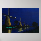 Nacht bij Kinderdijk Poster (Voorkant)