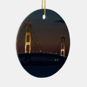Nacht bij Mackinac Bridge Keramisch Ornament (Rechts)