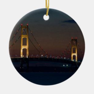 Nacht bij Mackinac Bridge Keramisch Ornament