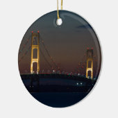 Nacht bij Mackinac Bridge Keramisch Ornament (Links)