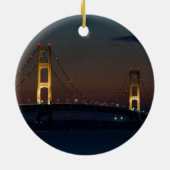 Nacht bij Mackinac Bridge Keramisch Ornament (Achterkant)