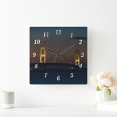 Nacht bij Mackinac Bridge wandklok (Huis)
