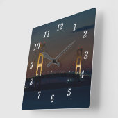 Nacht bij Mackinac Bridge wandklok (Hoek)