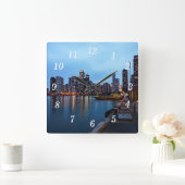 Nacht bij Navy Pier Wandklok (Huis)