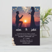 nacht boho rustiek modern elegant Twilight Bruilof Kaart (Staand voorkant)