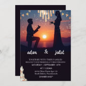 nacht boho rustiek modern elegant Twilight Bruilof Kaart (Voorkant / Achterkant)