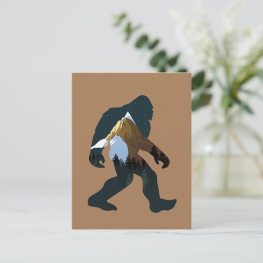Nacht Bos Bigfoot Briefkaart (Staand voorkant)