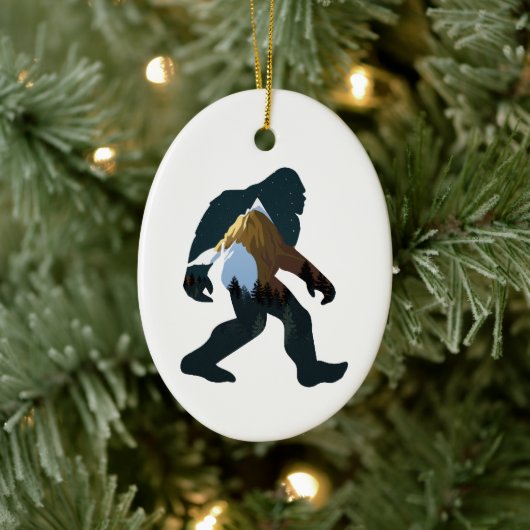 Nacht Bos Bigfoot Keramisch Ornament (Boom)
