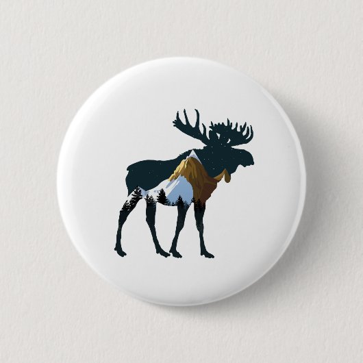 Nacht bos eland ronde button 5,7 cm (Voorkant)