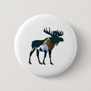 Nacht bos eland ronde button 5,7 cm