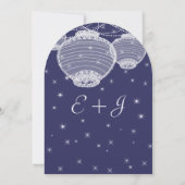 Nacht bruiloft Navy Gele Zilveren Lantaarns Sterre Kaart (Achterkant)