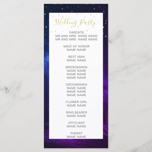 Nacht Celestial Sky Elegant Bruiloft Welkom Programmakaart (Achterkant)