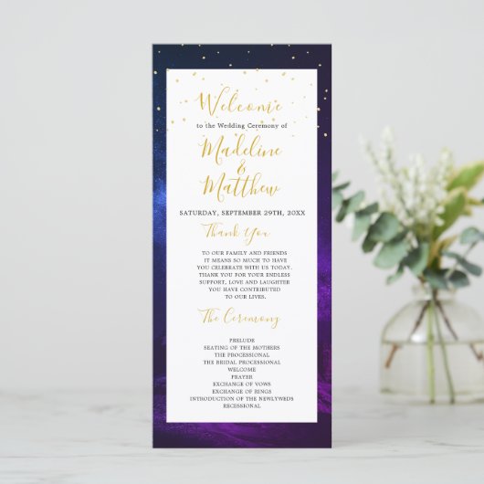 Nacht Celestial Sky Elegant Bruiloft Welkom Programmakaart (Staand voorkant)