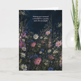 Nacht Cosmos Donkere Wilde Bloem Bloemstuk Wenskaa Kaart