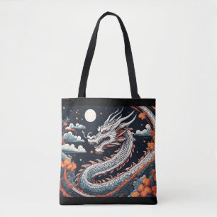 nacht draak boodschappentas tote bag