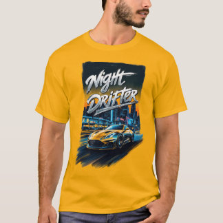 Nacht Drifter Gele Sportwagen in Neo graffiti T-shirt