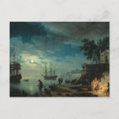 Nacht: Een haven in Maanlicht, 1748 Briefkaart (Voorkant)