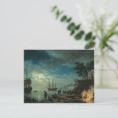 Nacht: Een haven in Maanlicht, 1748 Briefkaart (Staand voorkant)