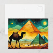 Nacht Egyptische piramides kameel woestijn Briefka Briefkaart (Voorkant / Achterkant)