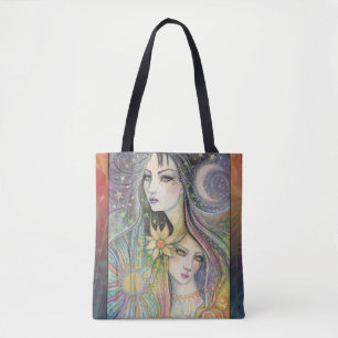 Nacht en Dag Boho Fantasy Kunst van Molly Harrison Tote Bag