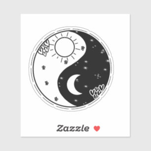 Nacht en dag yin en yang sticker