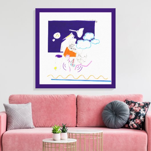 Nacht en Nap Drawings 11 Ze keek naar haar palm Canvas Afdruk (Insitu (Woonkamer))