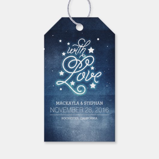 Nacht en sterren romantische bruiloft cadeaulabel (Voorkant)