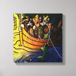 Nacht Geviste katten Canvas Afdruk