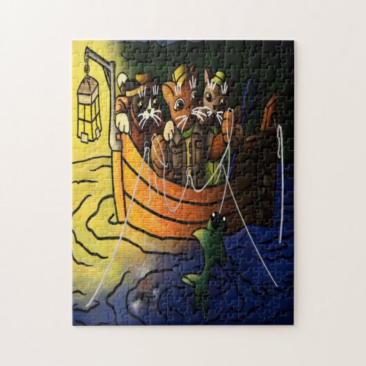 Nacht Geviste katten Legpuzzel (Verticaal)