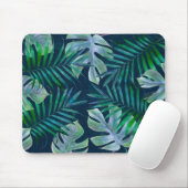 Nacht groene tropische bladeren muismat (Met muis)