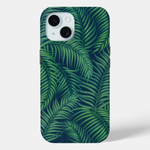 Nacht groene tropische palmenbladeren iPhone 15 case