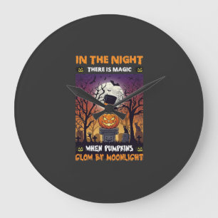 Nacht Halloween Pompoen Hoed Maan Kerkhof Grote Klok